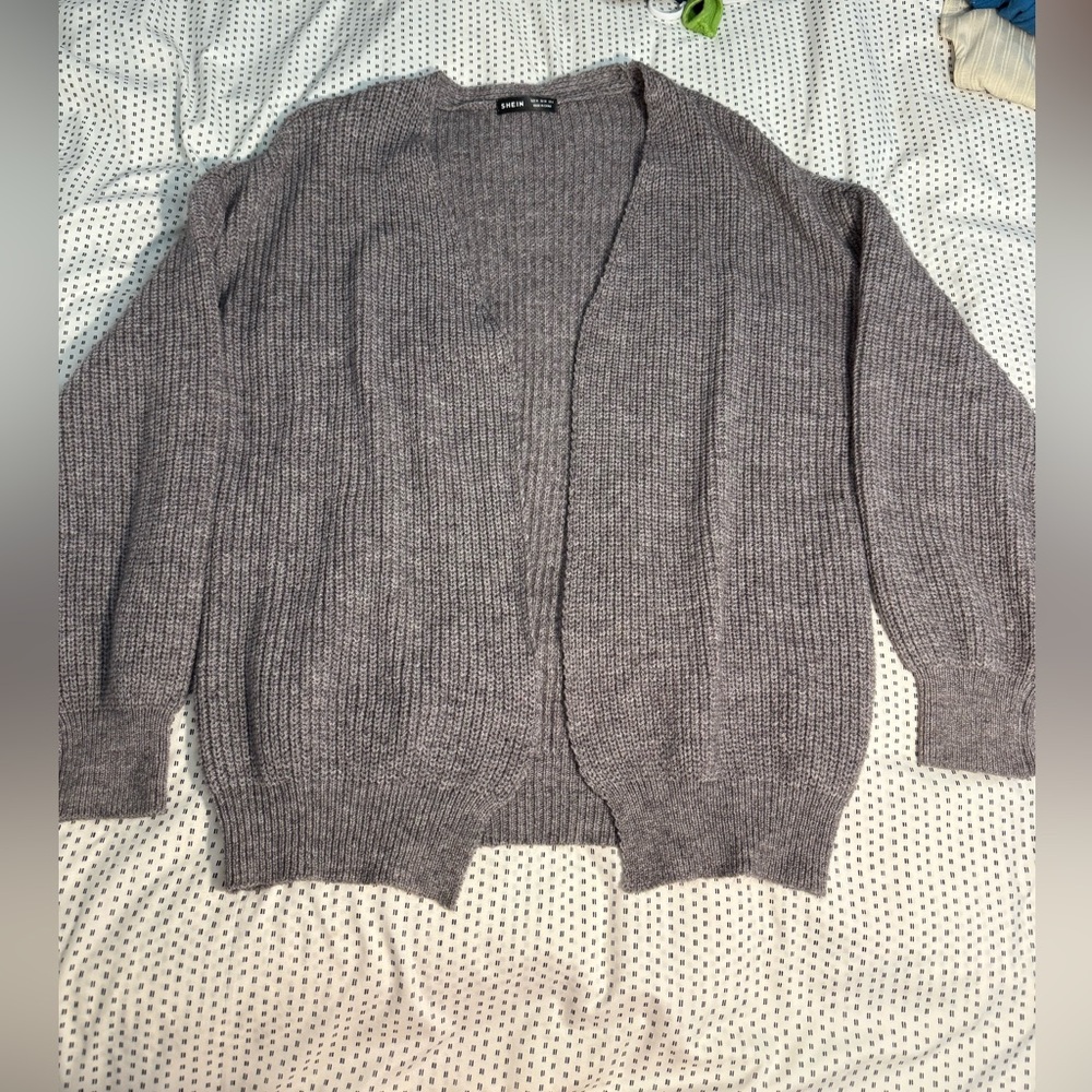 SHEIN Heather Gray Cardigan Sweater